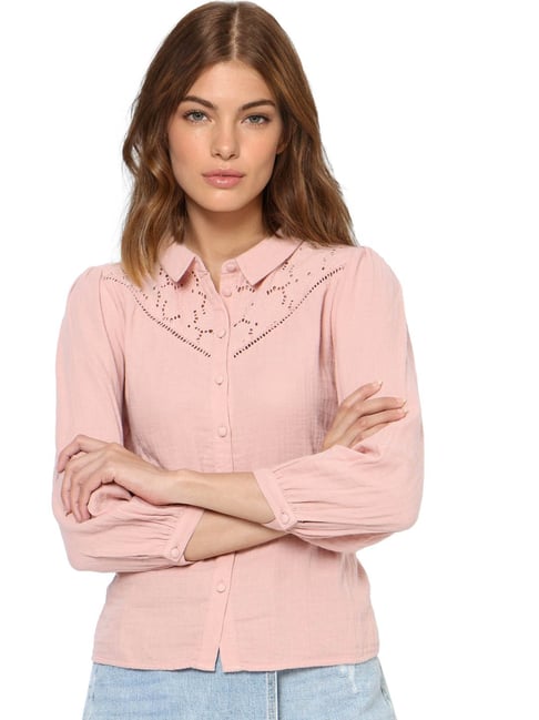 Only Pink Self Design Shirt Price in India