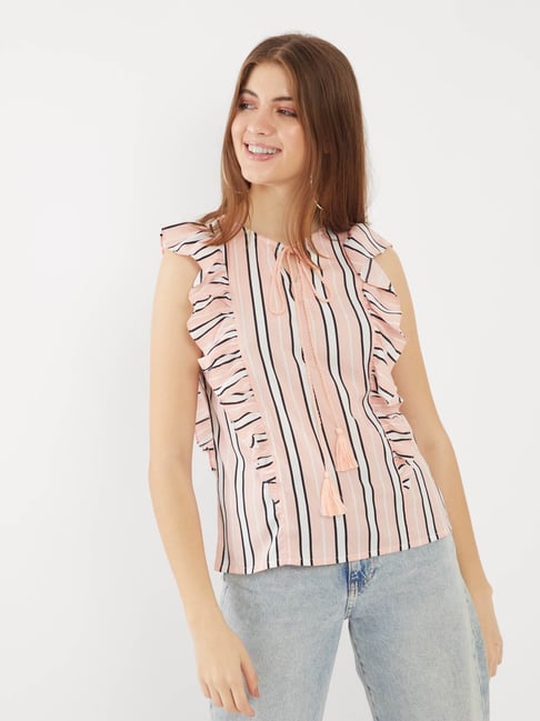 Zink London Pink Striped Top