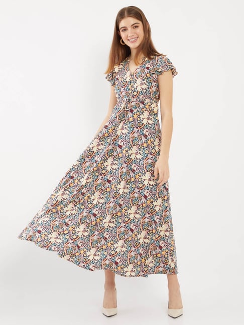 Zink London Multicolor Floral Print Dress Price in India