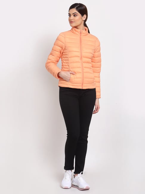 Buy Mode by Red Tape Peach Round Neck Puffer Jacket for Women's Online