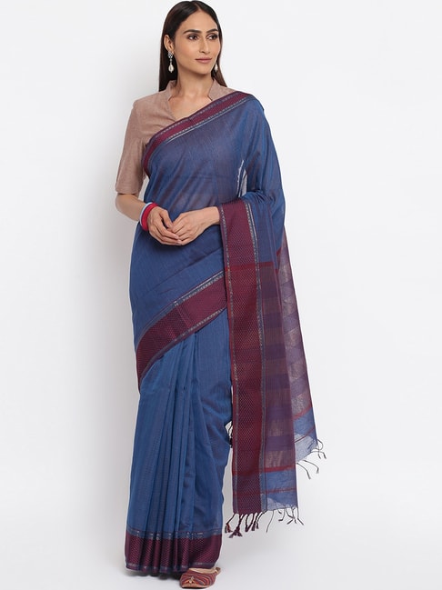Fabindia Blue Printed Saree Price in India