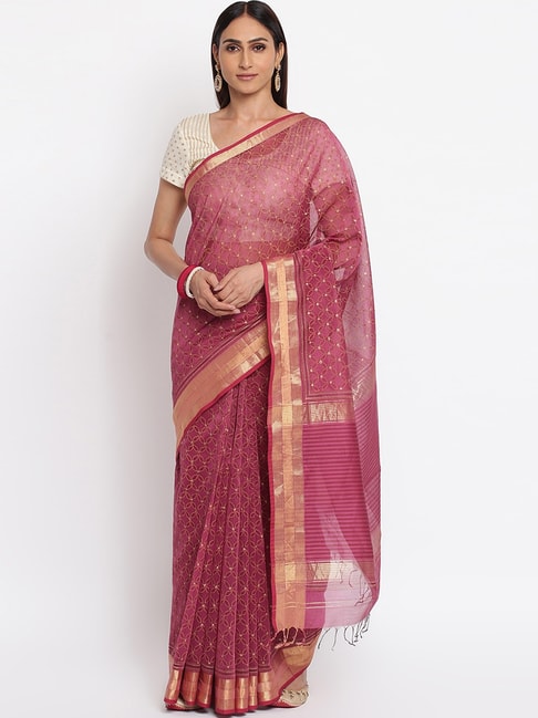 Fabindia Pink Printed Saree Price in India