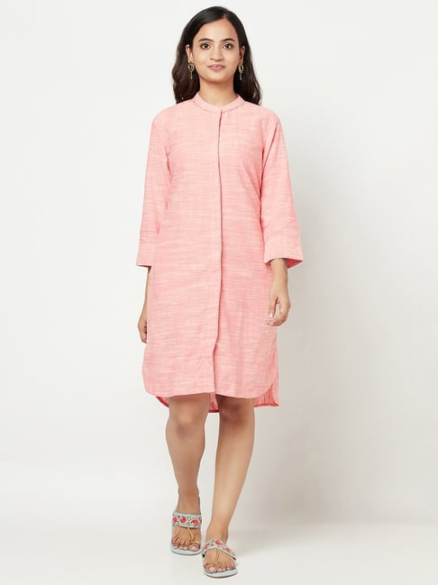 Fabindia Pink Cotton A-Line Dress Price in India