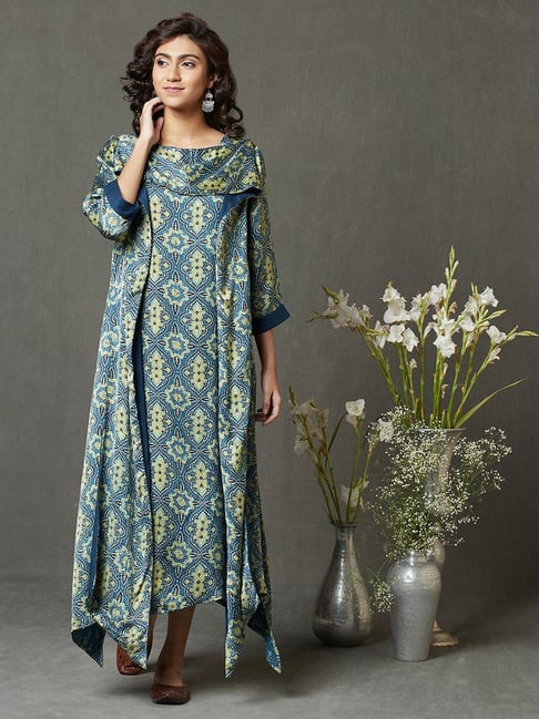 Buy Fabindia Blue Printed A-Line Dress for Women Online Tata CLiQ