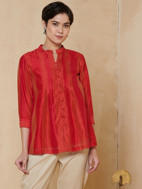 Fabindia Red Regular Fit Shirt Price in India