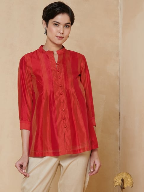 Fabindia Red Regular Fit Shirt