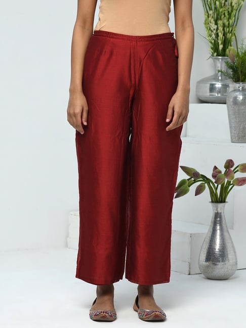 Fabindia Red Mid Rise Palazzos-picture-26