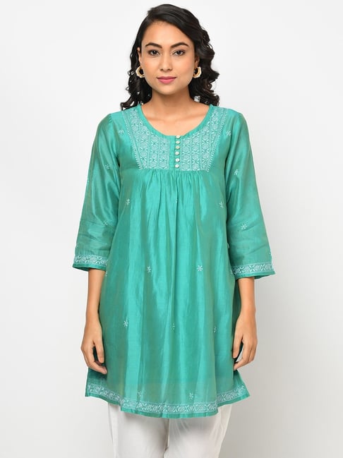 Fabindia Blue Embroidered Tunic