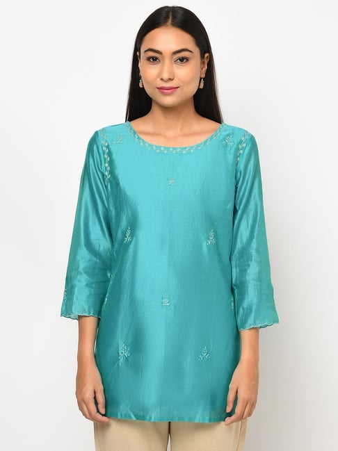 Fabindia Blue Embroidered Tunic