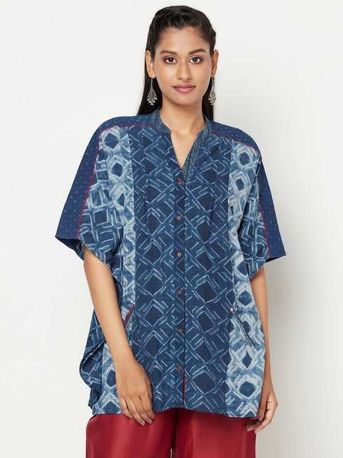 Fabindia Blue Cotton Printed Tunic