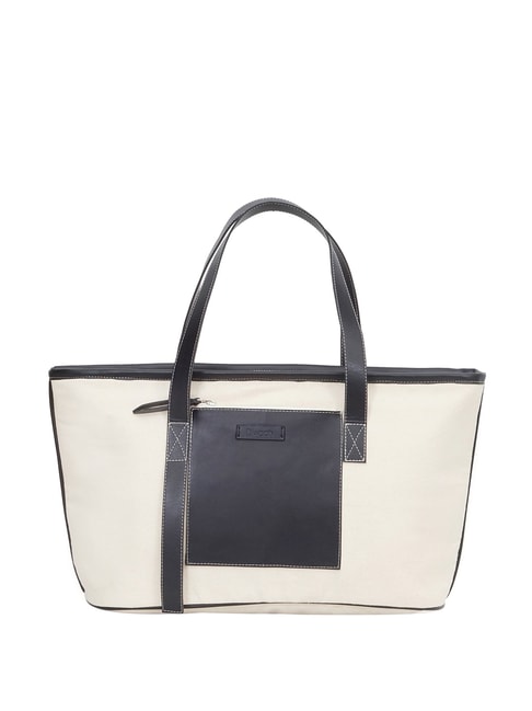 Diwaah White & Navy Color Block Medium Tote Handbag Price in India