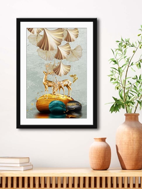 999Store Off-White MDF Deers Printed Paper Wall Painting - Set of 1-picture-30