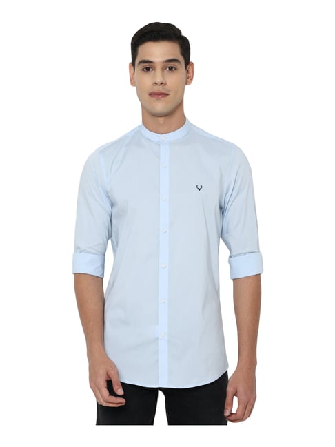 Allen Solly Blue Cotton Slim Fit Shirt