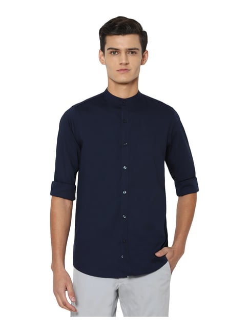 Allen Solly Navy Cotton Slim Fit Shirt