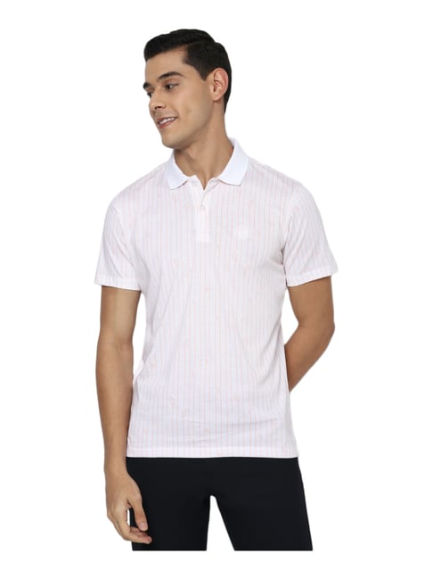 Allen Solly White Cotton Regular Fit Printed Polo T-Shirt