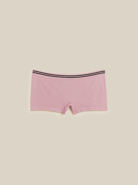 Superstar by Westside Light-Pink Ribbed Boy Shorts Price in India