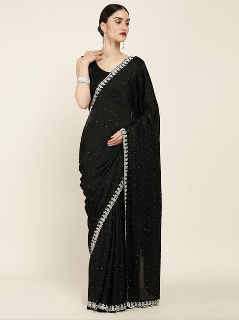 Soch Black Embellished Saree With Unstitched Blouse Price in India