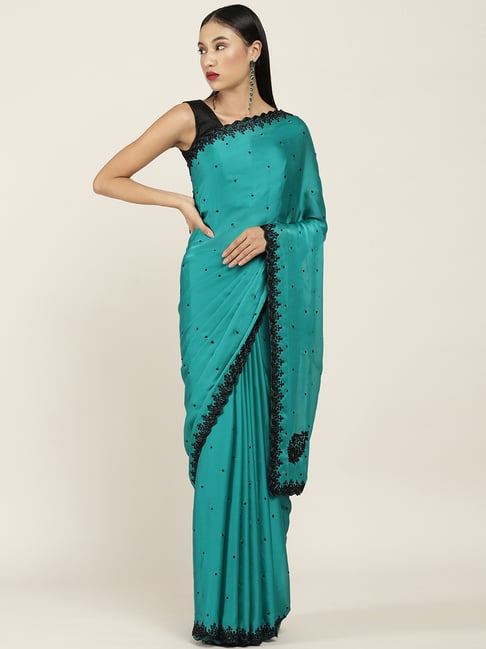 Soch Green Embellished Saree With Unstitched Blouse Price in India