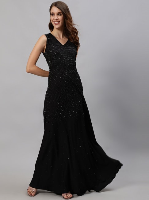 Ishin Black Embellished Maxi Dress Price in India