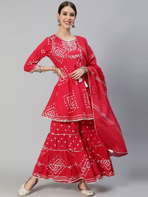 Georgette Embroidered Designer Embroidery Wedding Sharara Suit, Red at Rs  1180/piece in Surat
