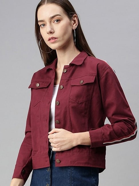 Buy MONTE CARLO Maroon Embroidered Poly Blend Hood Women's Jackets |  Shoppers Stop