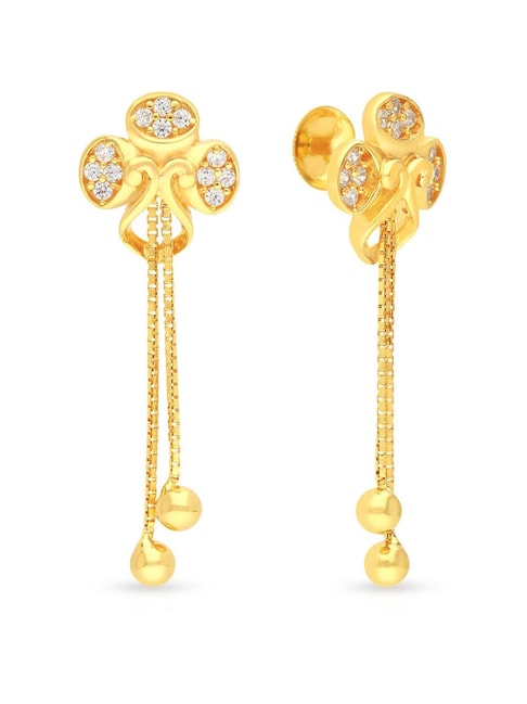 Buy MALABAR GOLD AND DIAMONDS Womens Divine Gold Earrings | Shoppers Stop