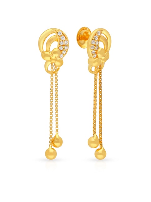 22k Yellow Gold Earrings, Handmade Yellow Gold Chain Earrings for Women,  Valentine Day Gift, Enamel Work Indian Gold Earrings, K3117 - Etsy