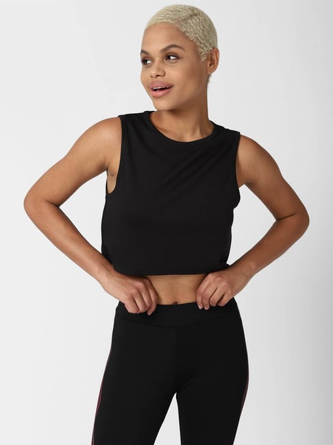 Forever 21 Black Regular Fit Cropped Top