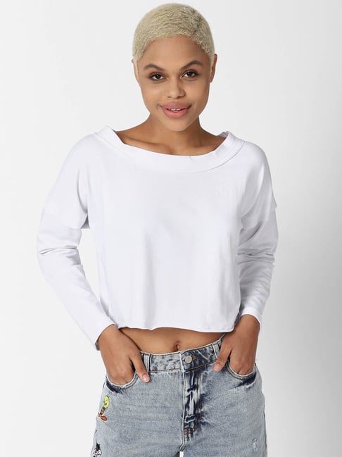 Forever 21 White Regular Fit Cropped Top