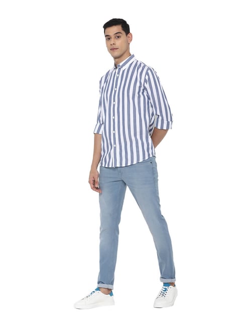 Forever 21 Blue & White Striped Shirt
