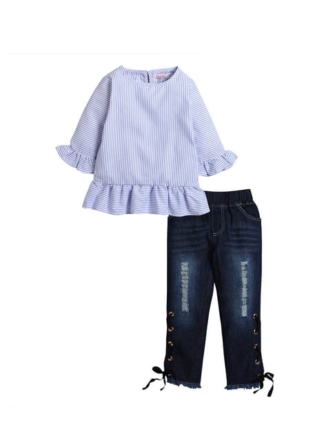 Buy Hopscotch Kids Blue \u0026 White Striped 