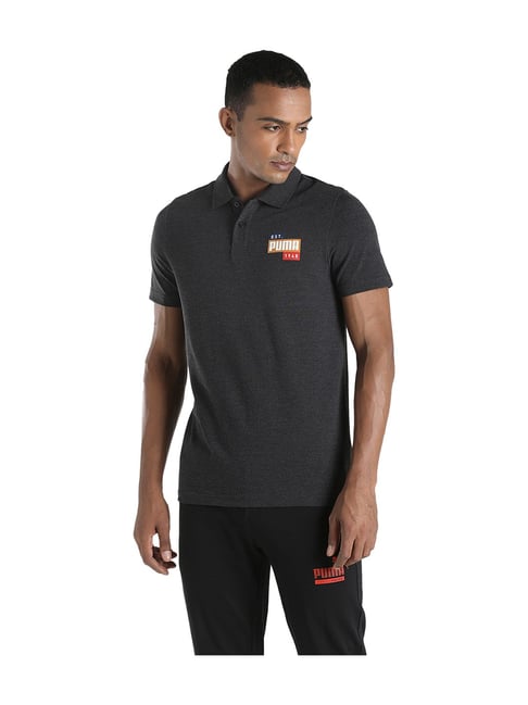 Puma Graphic Black Printed Polo T-Shirt