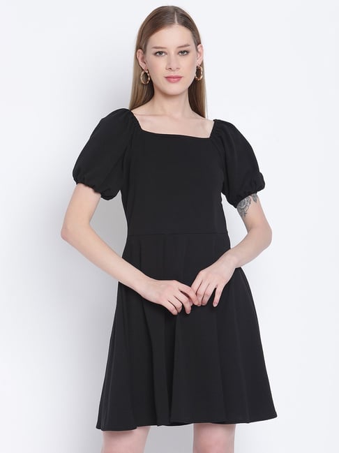 Square neck midi skater cheap dress