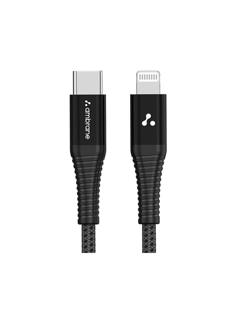 Ambrane Apple Lightning to Type C Cable, Fast Charging Cable (1 meter, AMC-10 Black)