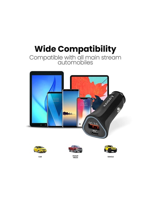 Buy Ambrane 38W Fast Car Charger 3.0 TypeC & USB Online At Best Price