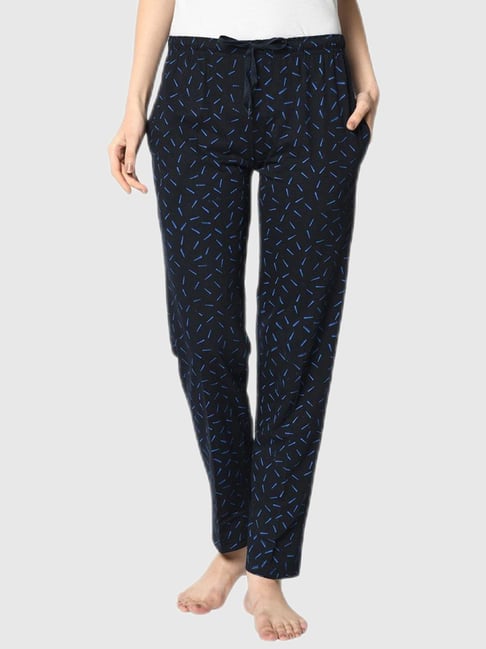 Vimal Jonney Navy Blue Graphic Print Track Pants