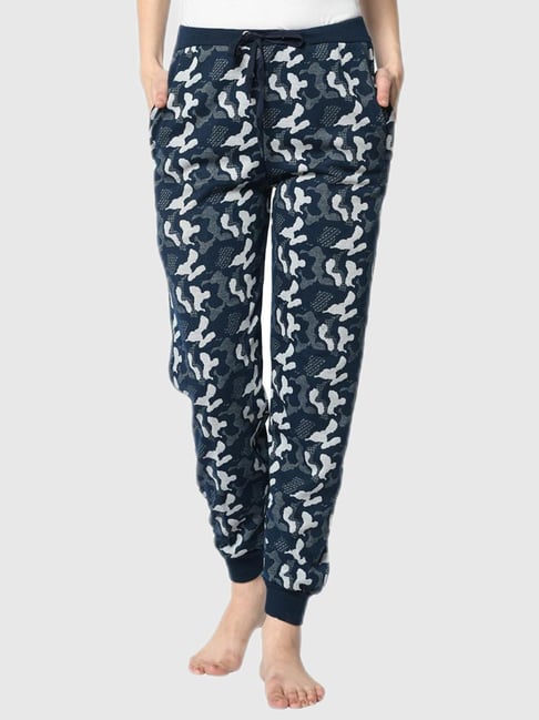 Vimal Jonney Navy Blue Graphic Print Track Pants