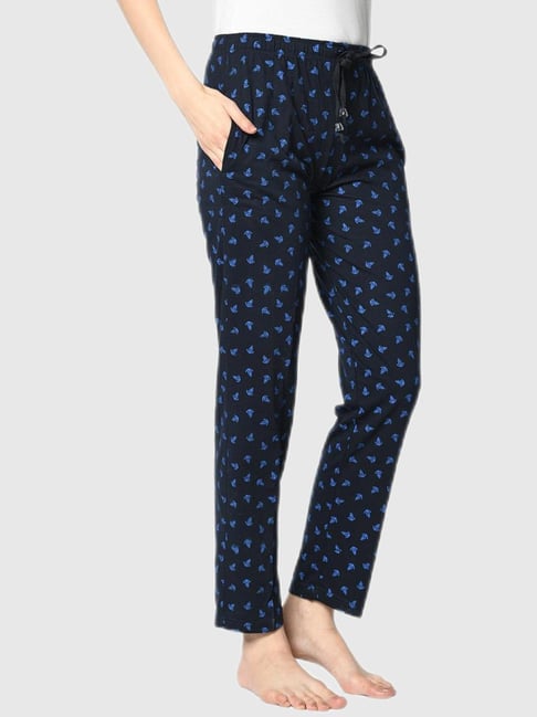 Vimal Jonney Navy Blue Graphic Print Track Pants