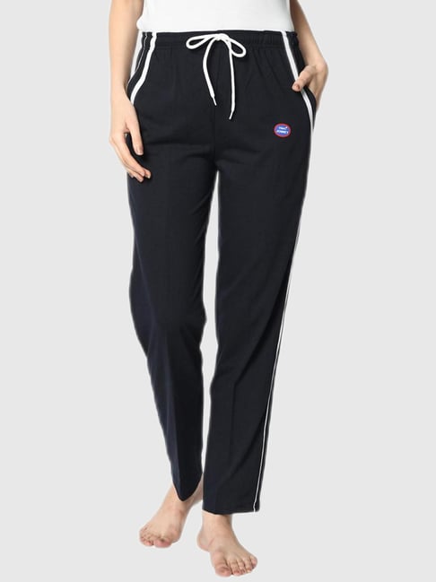 Vimal Jonney Navy Blue Stripes Print Track Pants