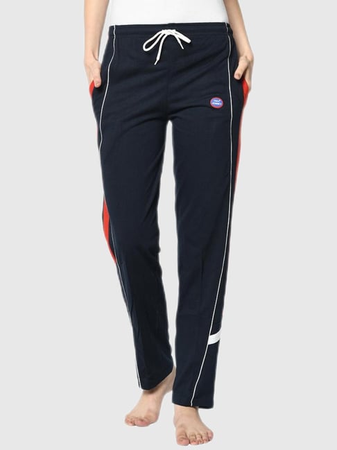 Vimal Jonney Navy Blue Stripes Print Track Pants