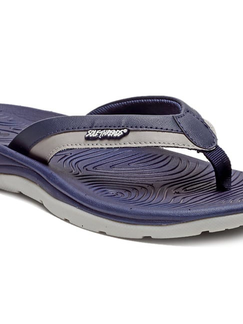 Solethreads Women's Navy Grey Flip Flops