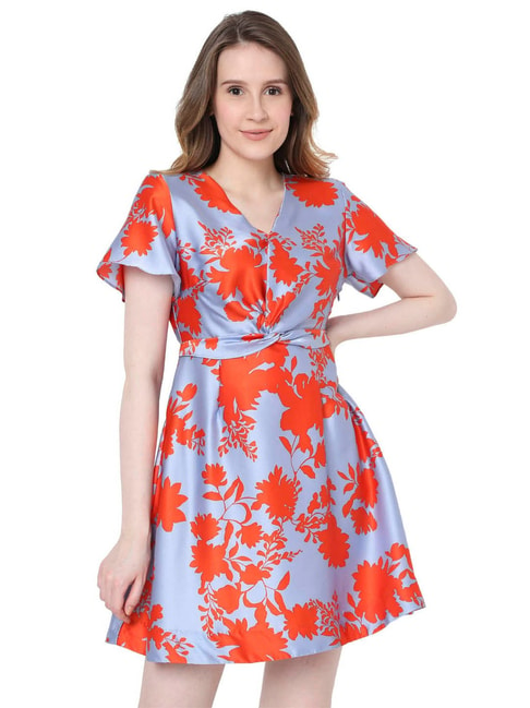 Vero Moda Orange Floral Print Dress Price in India