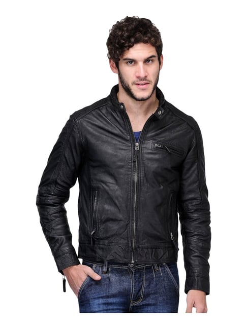 Buy Teakwood Leathers Black Leather Jacket - Jackets for Men 1569992 |  Myntra