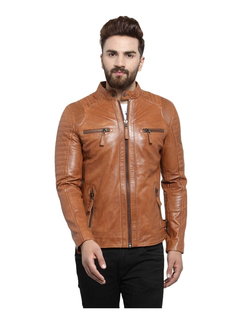 Buy Teakwood Leathers Tan Comfort Fit Jacket for Mens Online @ Tata CLiQ