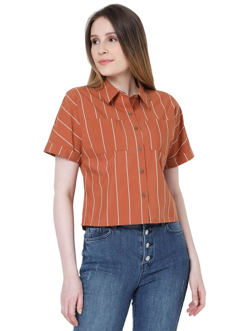Vero Moda Brown Striped Shirt Price in India