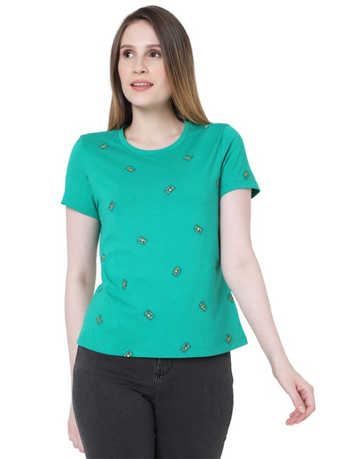 Vero Moda Green Printed T-Shirt