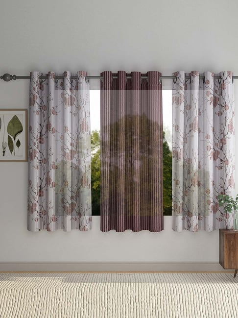 HOSTA HOMES Polyester 5 ft Window Curtain - Set of 3-picture-33