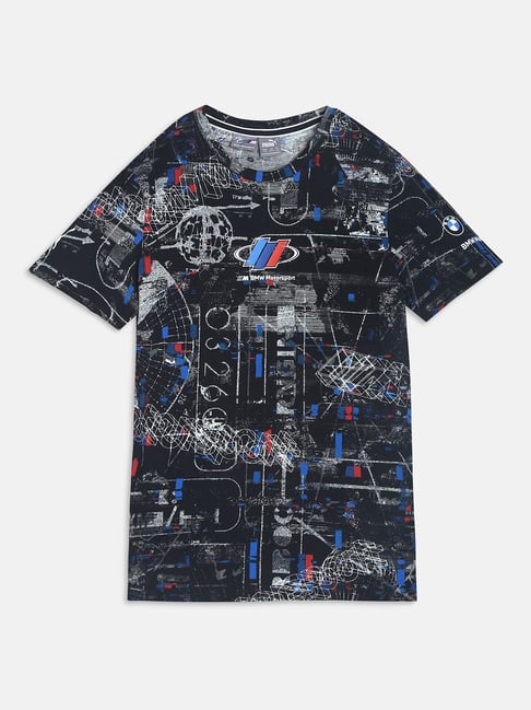 Puma Kids BMW M Motorsport Black Cotton Printed T-Shirt