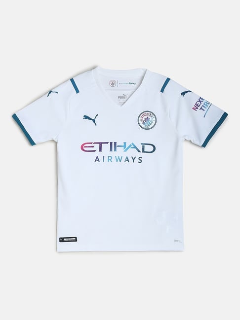 Puma Kids Manchester City FC White& Ocean Depths Regular Fit T-Shirt