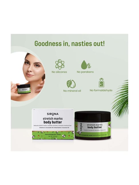 Buy Sirona Natural Stretch Mark Body Butter Cream - 100 gm Online At Best  Price @ Tata CLiQ